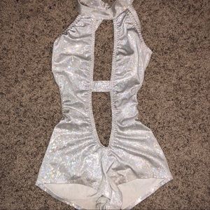Iheartraves silver holographic bodysuit